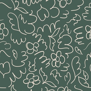 Dark Green Line Art Pattern