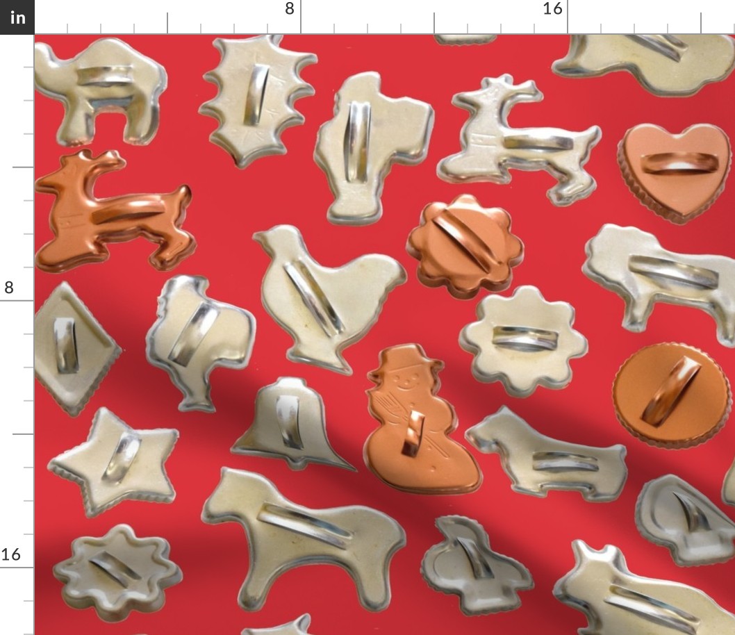 Large Scale Metal Cookie Cutters on Bright Red