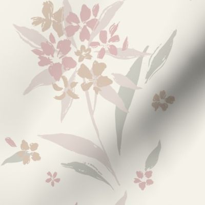 (l) oleander falls – trailing floral | pale rose gold cream | large scale 