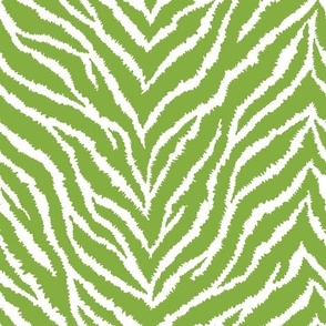 FS Apple Green and White Exotic Furry Zebra Animal Print