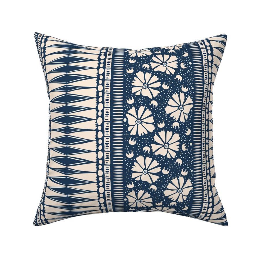 Beach Island Block Print 2 - Navy Ivory