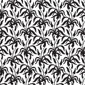 SMALL TRADITIONAL HAND DRAWN DESERT FLOWER BOTANICAL TWO COLOUR-BLACK AND WHITE