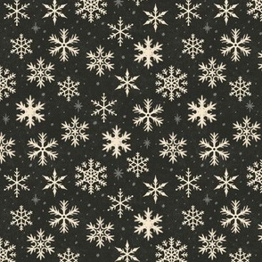 (Small Scale) Snowflakes on Soft Black Chalkboard | Winter Christmas Snowing Textured