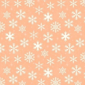(Small Scale) Snowflakes on Peach Fuzz Chalkboard | Winter Christmas Snowing Textured
