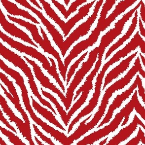 FS Cherry Red and White Exotic Furry Zebra Animal Print