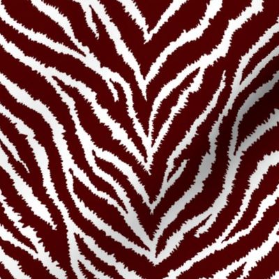 FS Maroon and White Exotic Furry Zebra Animal Print