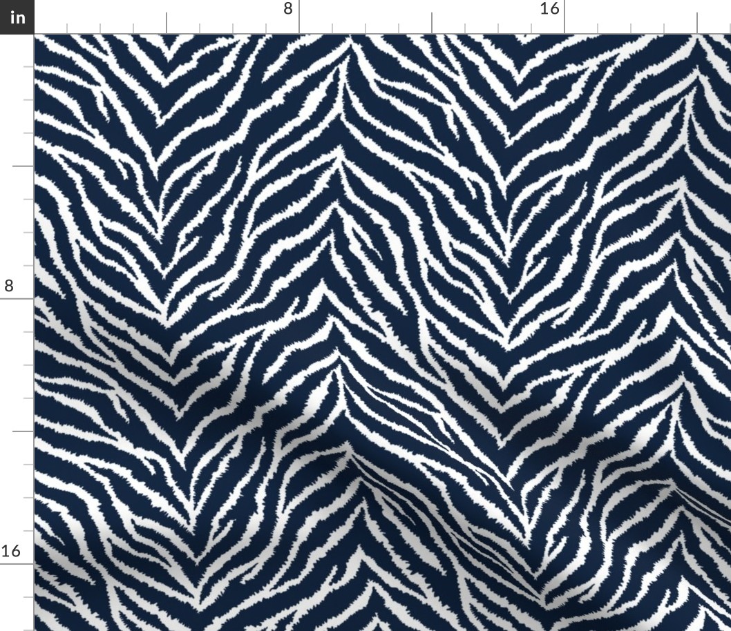 FS Navy and White Exotic Furry Zebra Animal Print