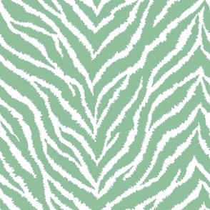 FS Pistachio Green and White Exotic Furry Zebra Animal Print