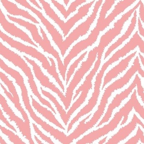 FS Salmon Pink and White Exotic Furry Zebra Animal Print