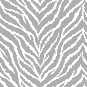 FS Silver and White Exotic Furry Zebra Animal Print