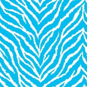 FS Sky Blue and White Exotic Furry Zebra Animal Print