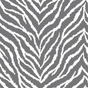 FS Steel Gray and White Exotic Furry Zebra Animal Print