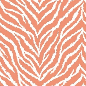 FS Tangerine and White Exotic Furry Zebra Animal Print