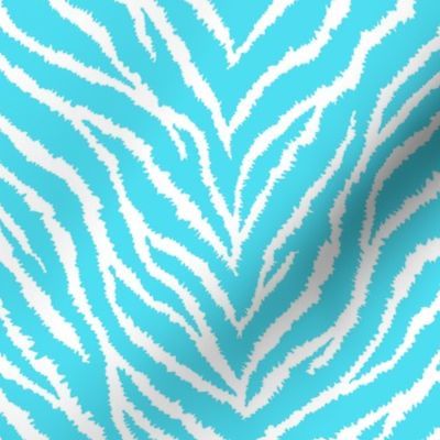 FS Turquoise and White Exotic Furry Zebra Animal Print