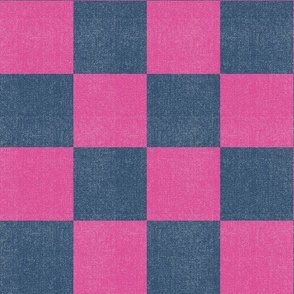 Denim Checkerboard - Large  Hot Pink Checks