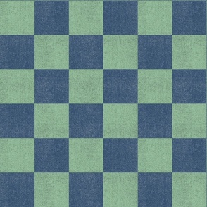 Denim Checkerboard - Large Green Checks