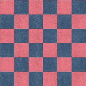 Denim Checkerboard - Large Red Checks