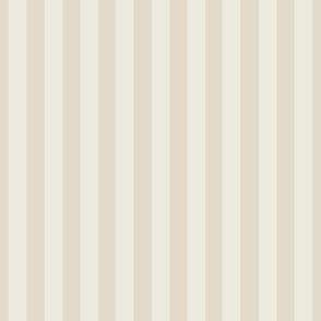 (M) Traditional Awning Stripe 1 inch - Classic Vertical Stripes - Pebble White and Stone Beige