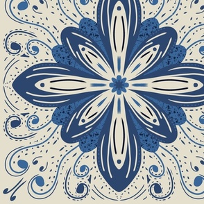 Blue and  White Floral Ties