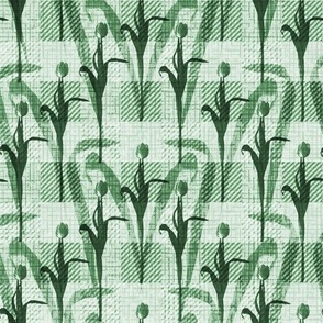 Green Monochrome Tulip Stems Kitchen Décor, Tulip Flower Home Decor, Green Picnic Throw Blanket, Spring Kitchen Pantry Table Linen Decor, Green Textured Gingham Check Plaid, Happy Emerald Green Springtime Floral, Decorative Green Country Kitchen Garden