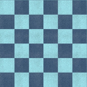 Denim Checkerboard - Large Aqua Blue Checks