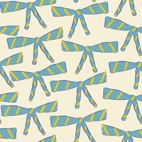 stripe BOWS teal and yellow