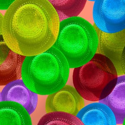 Colorful Hats Peach Background - MEDIUM SCALE