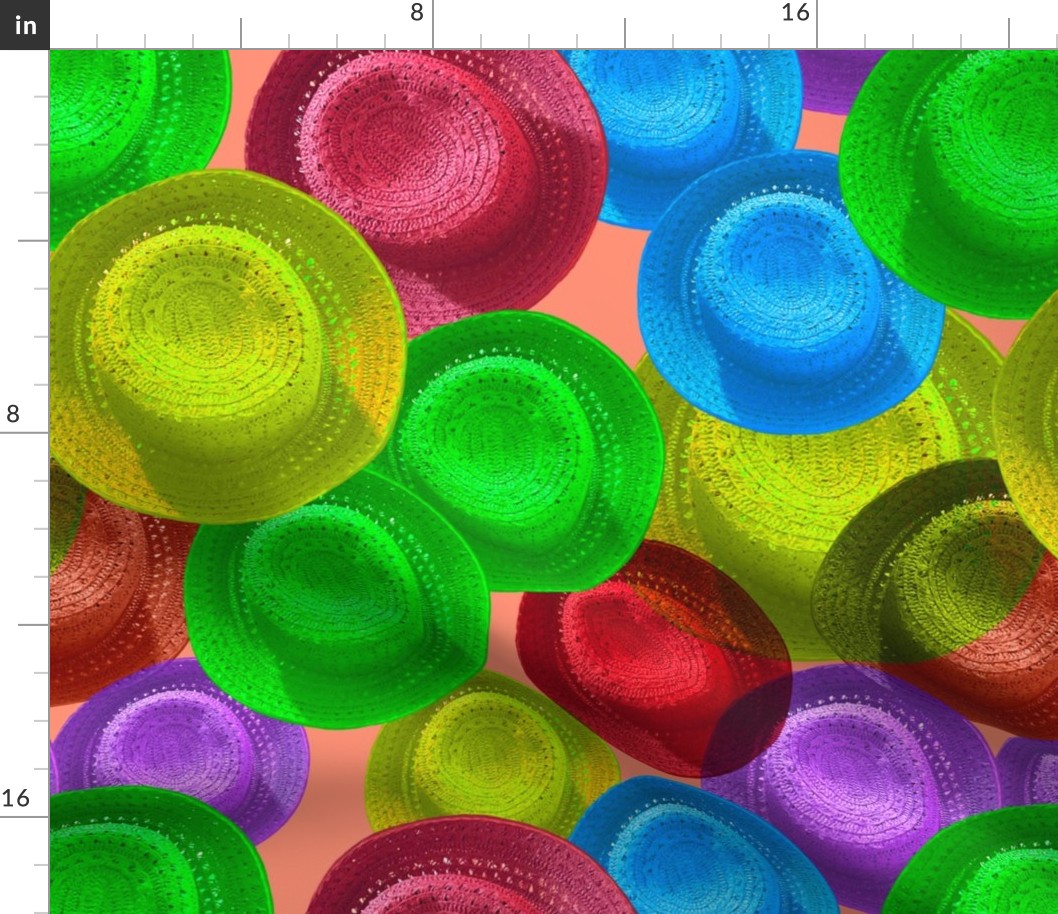 Colorful Hats Peach Background - Large Scale