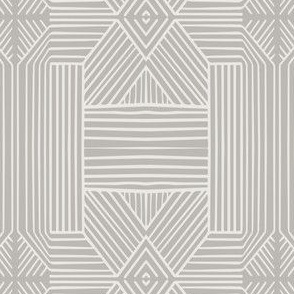 (M) Geometric Thin Lines Stripes (s) - Non-directional Mud-cloth - Light Beige on Grey Stone