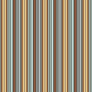 C013 - Small mini scale rust, copper, teal aqua and yellow crayfish bold retro coordinate classic colorful ticking vertical irregular stripe, for apparel, wallpaper, patchwork, quilting, baby apparel, teenage décor, table cloths and upholstery