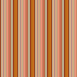 C013 - Small mini scale peach, coral, red and brown crayfish bold retro coordinate classic colorful ticking vertical irregular stripe, for apparel, wallpaper, patchwork, quilting, baby apparel, teenage décor, table cloths and upholstery