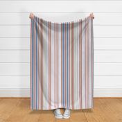 C013 - Large scale blue, grey, blush and milk cnocolate crayfish bold retro coordinate classic colorful ticking vertical irregular  stripe, for apparel, wallpaper, duvet cover, table cloths and upholstery