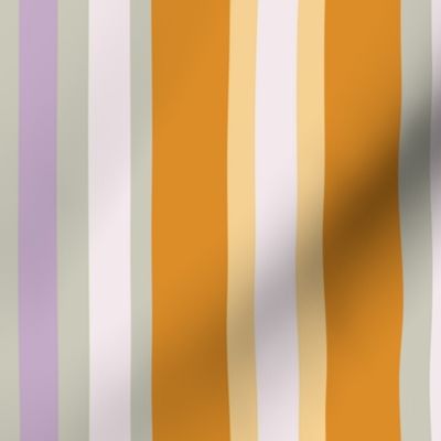 C013 - Large scale mustard, green, hot pink and purple crayfish bold retro coordinate classic colorful ticking vertical irregular  stripe, for apparel, wallpaper, duvet cover, table cloths and upholstery