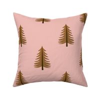 Brown and pink pine trees