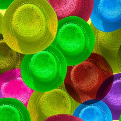 Colorful Hats  Yellow Background - Medium Scale