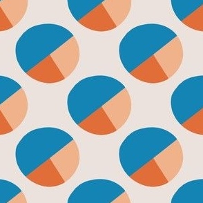 Mini - Abstract dots, color block spots, modern spots blue white peach