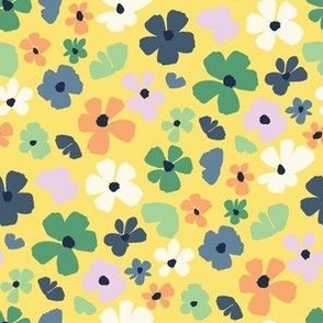 halloween floral pastel on yellow