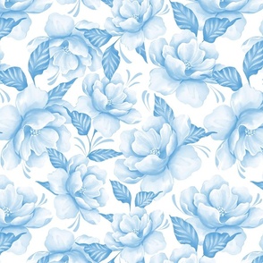 Blue delicate roses, monochrome pattern 20/21