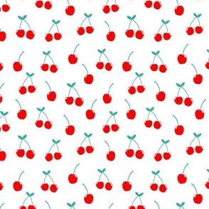 4x4.3 Cherries, red, teal green on white