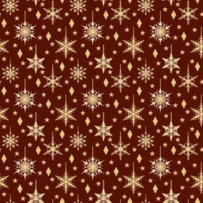 6" Pale Yellow Snowflakes on Maroon