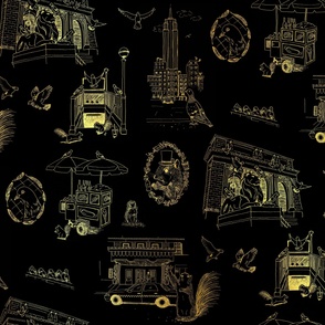 NYC Toile Black and Gold