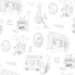 NYC Toile White and Grey
