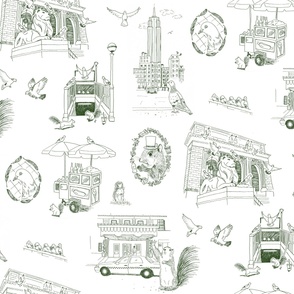 NYC Toile White and Green