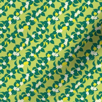 Daydreaming Diagonal / Small Scale / Pastel Lime Green Lemon Print