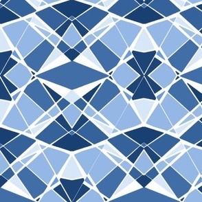 Blue and white geometric mosaic