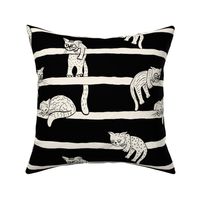 Whimsy Cats | 24" Lazy Loungers on Horizontal Stripes