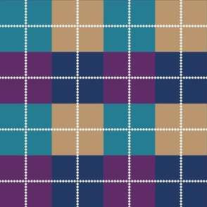 Cyan Grids with White Dotted Grid Pattern Medium Size