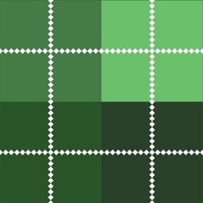 Deep Emerald with White Dotted Grid Pattern Large Size
