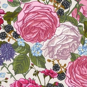 Roses, geranium and blackberries