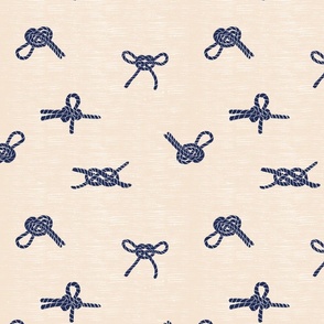 Sailor's knots- nautical boat/yacht rope knots in blue on beige, block print inspired 